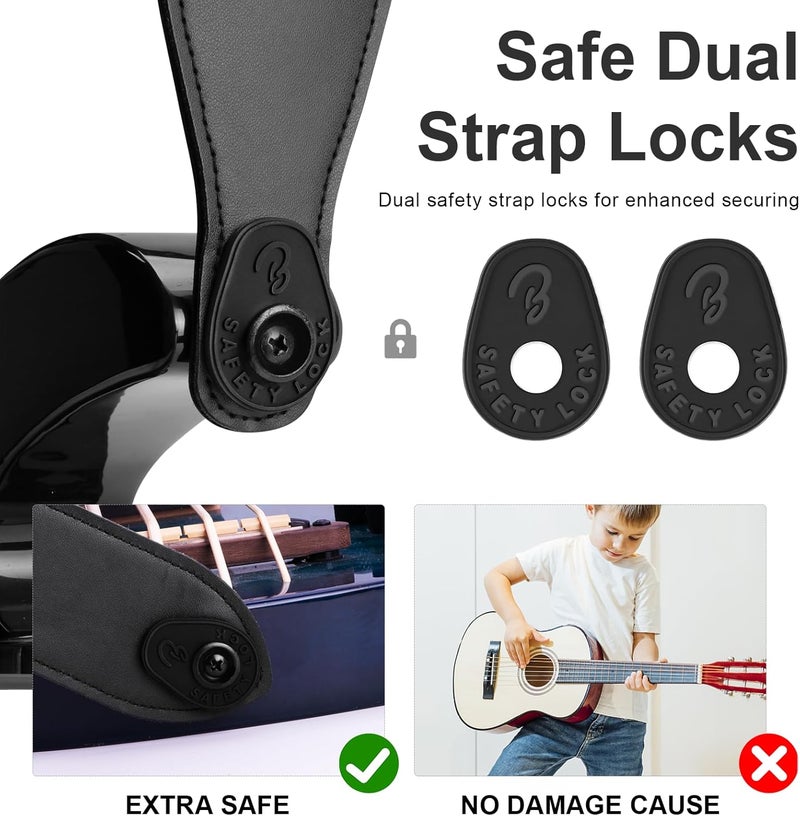 BestSounds Guitar Strap Blocks, 6PCS Premium Silicone Safety Locks (B Style Black) - Image 4